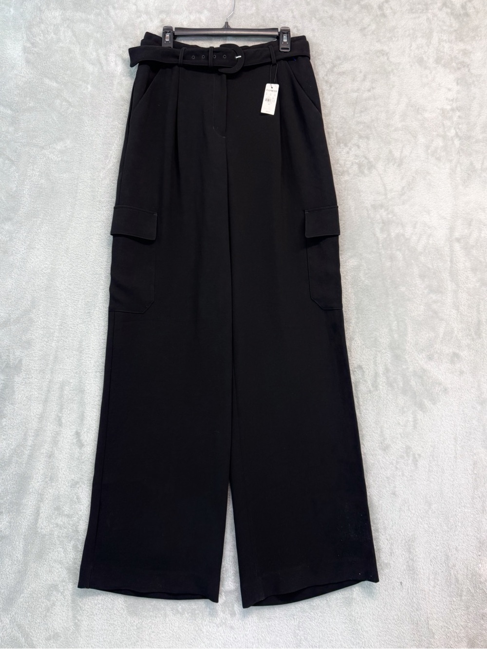 Express Black High-Waist Wide-Leg Cargo Utility Pants with Belt Size 10R - Picture 2 of 9